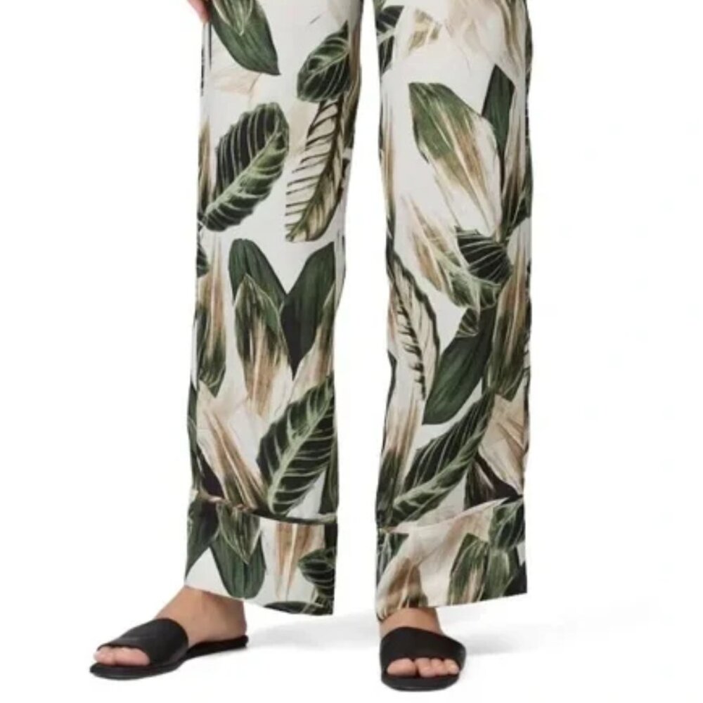 Leaf Printed Light Weight Silky Pants
